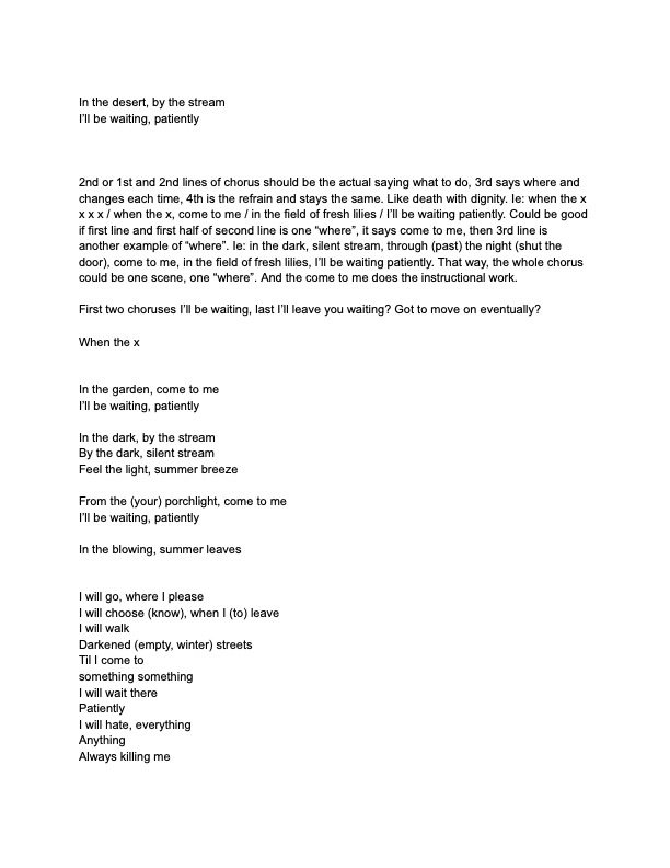 For My Young Death Lyrics Sheet 4